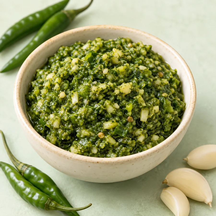 Illustrative Green Chilli & Garlic Chutney food photograph